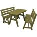 Kunkle Holdings LLC Pine 5 Picnic Table with 2 Backed Benches Linden Leaf Stain