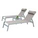 Patio Chaise Lounge Set of 3 Aluminum Lounge Chairs with 5 Adjustable Positions Outdoor Chaise Lounge for Pool Deck Garden Backyard Sunbathing (Khaki 2 Lounge Chairs+1 Table)