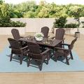 Polytrends Laguna 7-Piece Rectangular Poly Eco-Friendly All Weather Outdoor Dining Set Dark Brown