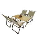 Foldable Portable Dining Table Set 1 Table 4 Folding Chairs Wooden Camping Picnic Table For Garden Patio Backyard Cooking