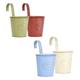 4pcs Hanging Flower Pot Metal Hanging Planters Garden Railing Pots for Balcony Garden Railing Fence Window Pots Flower Bucket