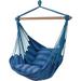 KUF Hammock Chair Hanging Rope Swing Indoor / Outdoor Cotton Hammock Hanging Rope Chair with 2 Cushions for Bedrooms Patio Porch Yard Balcony Tree Swing Chair (Blue 1)