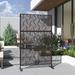 Delnavik Outdoor Privacy Screen Metal Privacy Screen Panel Freestanding Patio Privacy Screen Divider with Stand for Outdoor Garden Indoor Balcony 1Pc Brown