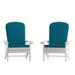 Lancaster Home Indoor/Outdoor Adirondack Chairs with Cushions - Set of 2 White/Teal