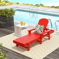 Polytrends Altura Poly Eco-Friendly All Weather Reclining Chaise Lounge with Arms Red