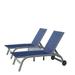 Chaise Lounge Outdoor Set of 3 Lounge Chairs for Outside with Wheels Outdoor Lounge Chairs with 5 Adjustable Position Pool Lounge Chairs for Patio Beach(Blue 2 Lounge Chairs+1 Table)