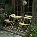 3 Piece Patio Bistro Set of Foldable Round Table and Chairs Yellow