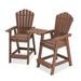 Efurden Tall Adirondack Chair Set of 2 Poly Lumber Outdoor Bar Stools with Connecting Tray Weather Resistant Patio Chairs for Balcony and Deck (Brown)