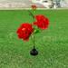 Surpdew Solar-Powered Peony Flower Lamp Triple-Head Waterproof Garden Light Realistic Outdoor Decorative Floral Prop Red Free Size