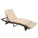 Outdoor Garden Patio Wicker Chaise Lounge Chair with Cushion Brown Wicker