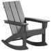 Polytrends Shoreside Modern Eco-Friendly All Weather Poly Adirondack Rocking Chairs with Side Table (3-Piece Set) Gray