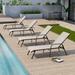 Crestlive Products Set of 4 Lounge Chairs Outdoor Chaise Lounge with Arms and Adjustable Back Beige