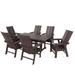 Polytrends Shoreside 7-Piece Rectangular Poly Eco-Friendly All Weather Outdoor Dining Set Dark Brown