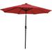 KUF 9-Foot Outdoor Patio Market Umbrella with Solar LED Lights Crank and Push Button Tilt - Backyard Garden Pool and Deck Shade - Aluminum Pole and Polyester Canopy - Red