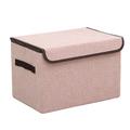 KIHOUT Clearance Larger Storage Cubes Foldable Solid Color Cotton and Linen Storage Box with Lid Collapsible Storage Bin Organizer Basket With Sturdy Handles For Closet