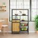 31.7 inch Kitchen Storage Rack Metal Dining Organization w/1 Drawer 1 Door Cabinet and 2 Detachable Baskets