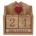 Wooden Blocks Calendar Vintage Wooden Desk Calendar Decorative Red Heart Office Blocks Calendar Rustic Desk Wooden Calendar for Home Office Use