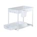 Fiudx Under Sink Organizer 2 Tier Slide out Sink Shelf Multi purpose sliding organizer with hook handle cabinet basket storage Drawer Narrow Slot Shelf for Kitchen Bathroom Storage