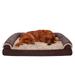 FurHaven Pet Products | Memory Foam Two-Tone Faux Fur & Suede Sofa-Style Couch Pet Bed for Dogs & Cats - Espresso Jumbo