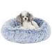 Bedfolks Calming Donut Dog Cat Cuddler Bed 23 Round Plush Pet Bed for Small Dogs & Cats Navy Blue