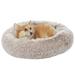 Bedfolks Calming Donut Dog Cuddler Bed 30 Round Plush Pet Bed for Medium Dogs Brown