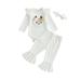 Sprifallbaby Cute Reindeer Embroidery Outfits for Newborn Baby Girls Long Sleeve Deer Romper + Flare Pants + Headband Set Infant Christmas Clothes for 0-18M