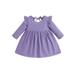 Toddler Baby Girl Dresses Long Sleeve Ruffle Solid Color Dress Casual Party Mini Dress Fall Winter Clothes