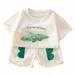 HIBRO New Baby Boy Clothes Toddler Baby Boys Outfits&Set Cartoon Animal Top And Shorts Summer Outdoor Casual Suit