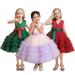 KYAIGUO 18M-7Y Baby Girls Christmas Flower Princess Tulle Dress for Kids Toddler Sweet Birthday Party Dance Gown with Bow Tie V-Neck Tutu Wedding Bridesmaid Dress
