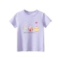 DkinJom baby girl clothes Toddler Kids Girl S Half Sleeve Crewneck Top Purple Cartoon Top Casual Top Cute Cartoon Cake Design