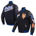 Men's Pro Standard Black New York Mets Script Tail Wool Full-Zip Varity Jacket