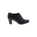 Clarks Heels: Slip-on Chunky Heel Classic Black Print Shoes - Women's Size 8 1/2 - Round Toe