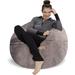 Plush Ultra Soft Bean Bags Chairs Memory Foam Beanless Bag Chair with Microsuede Cover Cream Rabbit Fur 3'