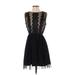 Xhilaration Casual Dress - A-Line High Neck Sleeveless: Black Print Dresses - Women's Size Small