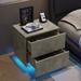 Modern Nightstand with LED Strip Lights, Modern Bed Side Table with 2 Drawers, End Table