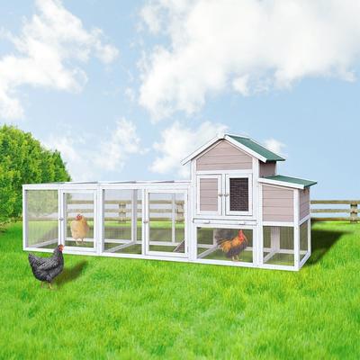 122 in.W Large Wooden Chicken Coop Pet Hutch with Nesting Box