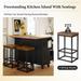 Farmhouse Kitchen Island Set with Drop Leaf and 2 Seatings,Dining Table Set with Storage Cabinet, Drawers and Towel Rack