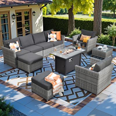 XIZZI 10-piece Patio Furniture Outdoor Sectional Sofa Set with Fire Pit