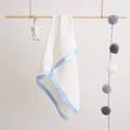 Luxury 100% Organic Baby Blanket White And Blue