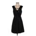 J.Crew Casual Dress - A-Line V Neck Sleeveless: Black Print Dresses - Women's Size 4