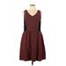 Kensie Casual Dress - A-Line: Burgundy Print Dresses - Women's Size Large