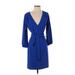 J.Crew Casual Dress - Wrap: Blue Solid Dresses - Women's Size 0