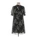 DKNY Casual Dress - Shift Tie Neck Short sleeves: Black Dresses - Women's Size 8