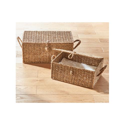 Aufbewahrungsbox HEINE HOME Aufbewahrungsboxen Gr. B/H/T: 50+40cm x 26+20cm x 35+28cm, beige (natur)