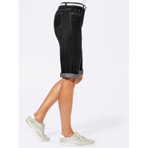 Jeansbermudas CASUAL LOOKS Gr. 44, Normalgrößen, schwarz Damen Jeans