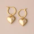 Lucky Brand Gold Heart Hoop Earrings - Women's Ladies Accessories Jewelry Earrings