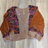 Free People Tops | Free People Mix N Match Blouse V-Neck Cropped Kimono Sleeve Rust Combo S | Color: Brown/Purple | Size: S