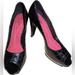 Kate Spade Shoes | Kate Spade Georgia Croc-Embossed Peep Toe Heels | Color: Black | Size: 10