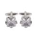 Men's cufflinks white zircon exquisite shirt cufflinks silver betel nut (silver white crystal)