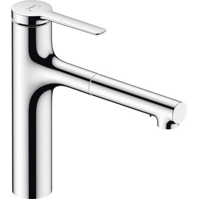 Küchenarmatur HANSGROHE "Zesis M33", silber (chrom), H:259cm T:27,7cm, Armaturen, 160 Ausziehbrause 2 Strahlarten